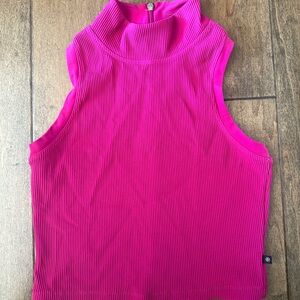 Athleta Ribbed Mock Neck Tank Top - Fuchsia Pink